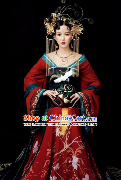 Chinese Ancient Drama Imperial Consort Red Hanfu Dress Traditional Tang Dynasty Princess Replica Costumes for Women