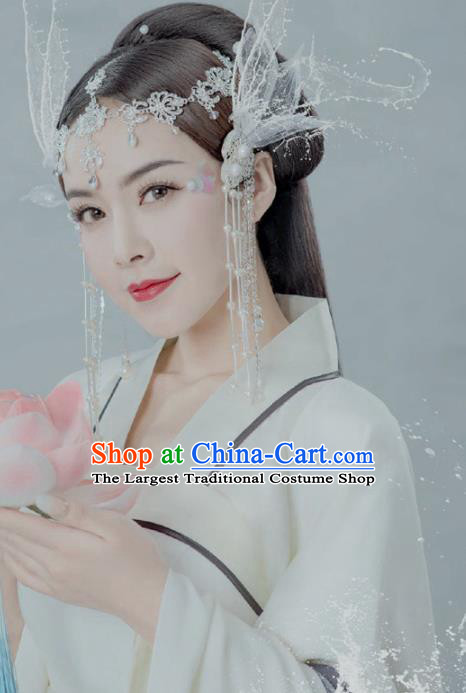 Chinese Ancient Fairy Princess White Hanfu Dress Traditional Tang Dynasty Infanta Replica Costumes for Women