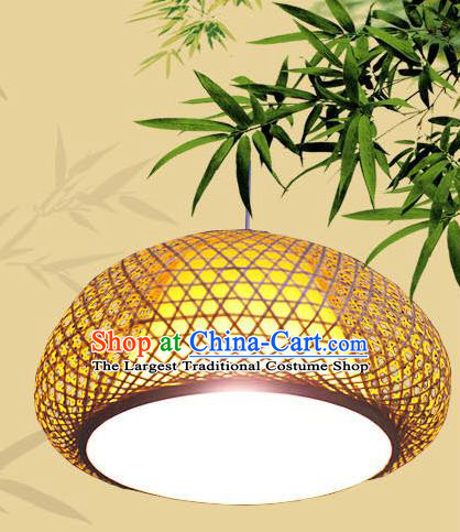 Chinese Traditional Brown Bamboo Weaving Hanging Lanterns Handmade Lantern Lamp