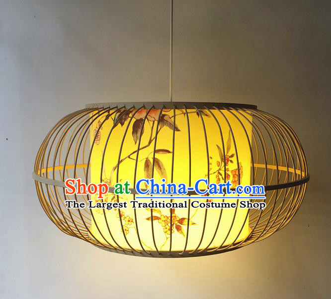 Traditional Chinese Bamboo Art Printing Flowers Hanging Lanterns Handmade Lantern Scaldfish Lamp