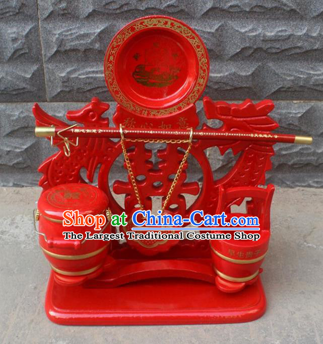 Handmade Chinese Traditional Wedding Decoration Red Sons of Barrels