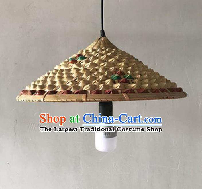 Handmade Chinese Pineapple Straw Hat Lampshade Traditional Bamboo Art Lanterns Chimney
