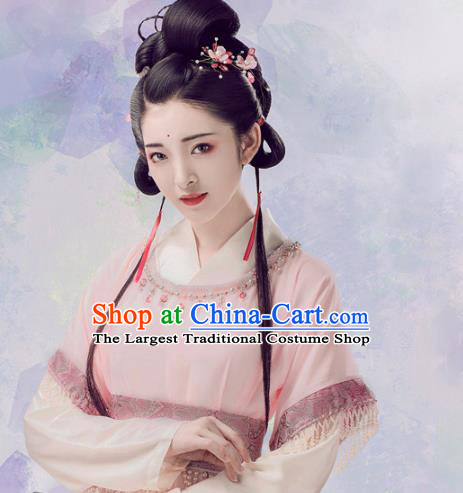Chinese Ancient Court Maid Pink Hanfu Dress Traditional Tang Dynasty Princess Costumes for Women