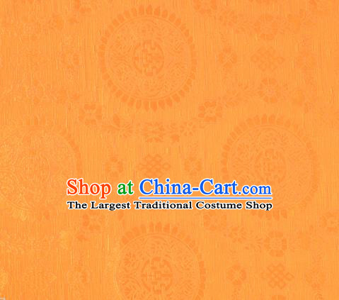 Chinese Classical Auspicious Pattern Design Orange Brocade Fabric Asian Traditional Hanfu Satin Material