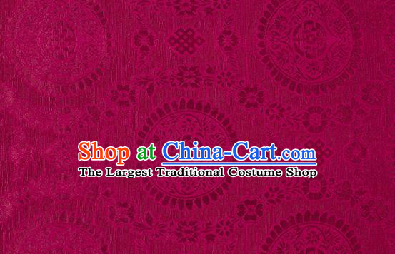 Chinese Classical Auspicious Pattern Design Wine Red Brocade Fabric Asian Traditional Hanfu Satin Material