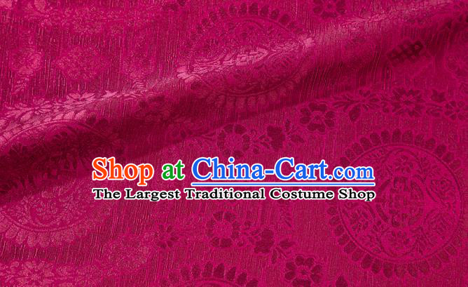 Chinese Classical Auspicious Pattern Design Wine Red Brocade Fabric Asian Traditional Hanfu Satin Material