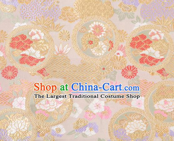 Chinese Classical Chrysanthemum Bamboo Pattern Design Champagne Brocade Fabric Asian Traditional Hanfu Satin Material