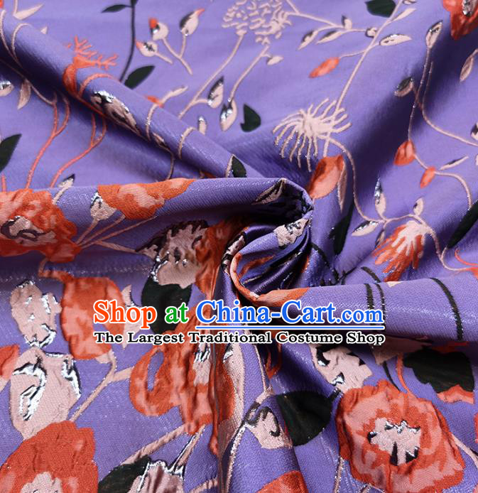 Chinese Classical Pattern Design Purple Brocade Fabric Asian Traditional Hanfu Satin Material