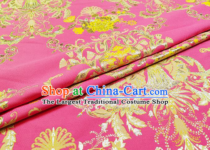 Chinese Classical Pattern Design Pink Brocade Fabric Asian Traditional Hanfu Satin Material