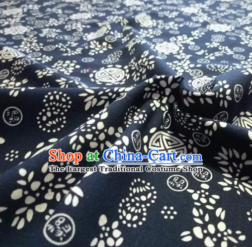 Chinese Classical Lucky Pattern Design Navy Fabric Asian Traditional Hanfu Cloth Material