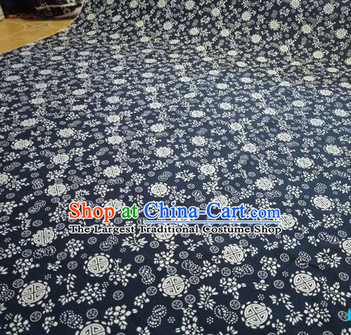 Chinese Classical Lucky Pattern Design Navy Fabric Asian Traditional Hanfu Cloth Material