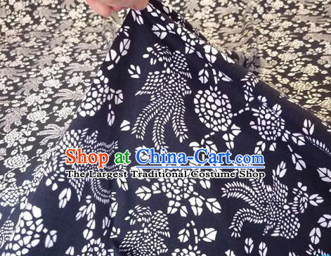 Chinese Classical Phoenix Pattern Design Navy Fabric Asian Traditional Hanfu Cloth Material