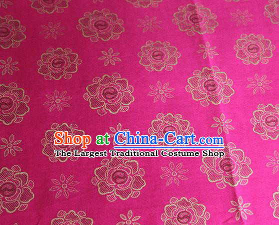 Chinese Classical Rose Pattern Design Rosy Fabric Asian Traditional Hanfu Cloth Material