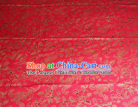 Chinese Classical Phoenix Pattern Design Rosy Fabric Asian Traditional Hanfu Cloth Material