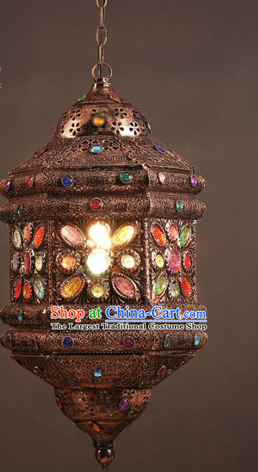 Asian Traditional Iron Crystal Ceiling Lantern Thailand Handmade Lanterns Hanging Lamps
