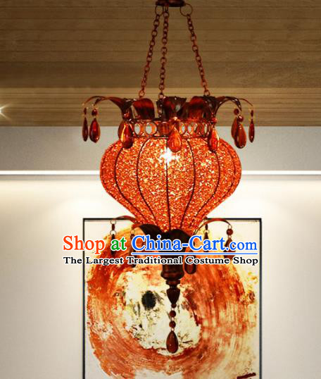 Asian Traditional Red Grass Ceiling Lantern Thailand Handmade Lanterns Hanging Lamps