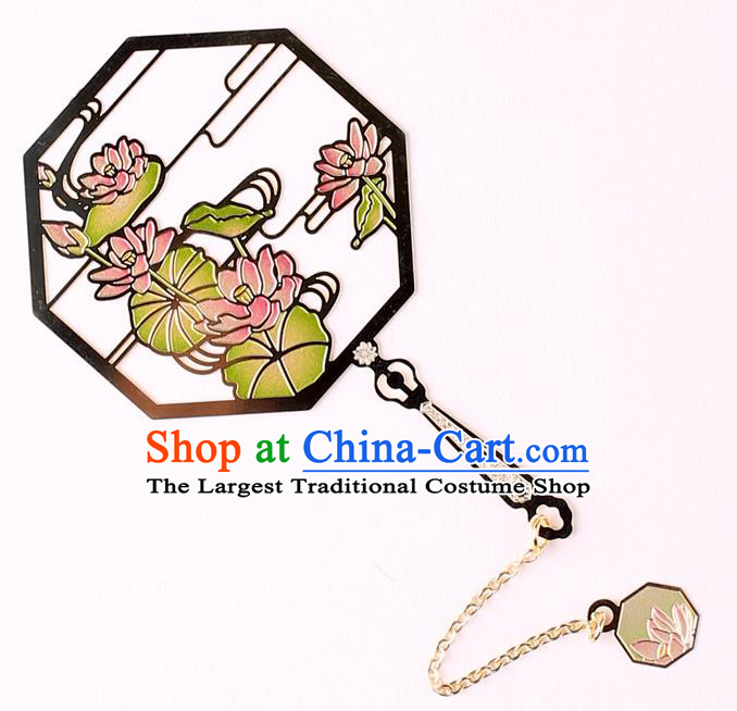 Traditional Chinese Carving Lotus Fan Bookmarks China Craft Bookmark