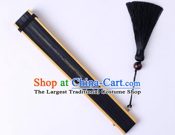 Traditional Chinese Printing Facial Makeup Black Folding Fan China Bamboo Fan Oriental Fan
