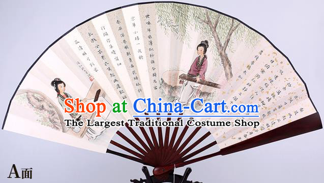 Traditional Chinese Handmade Paper Folding Fan China Rosewood Accordion Fan Oriental Fan