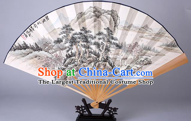 Traditional Chinese Handmade Ink Painting Landscape Paper Folding Fan China Accordion Fan Oriental Fan