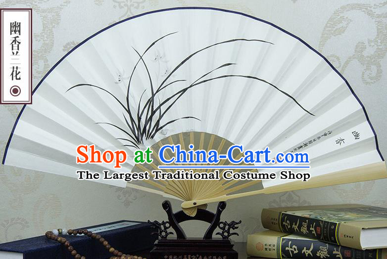 Traditional Chinese Hand Painting Orchid Paper Fan China Accordion Folding Fan Oriental Fan