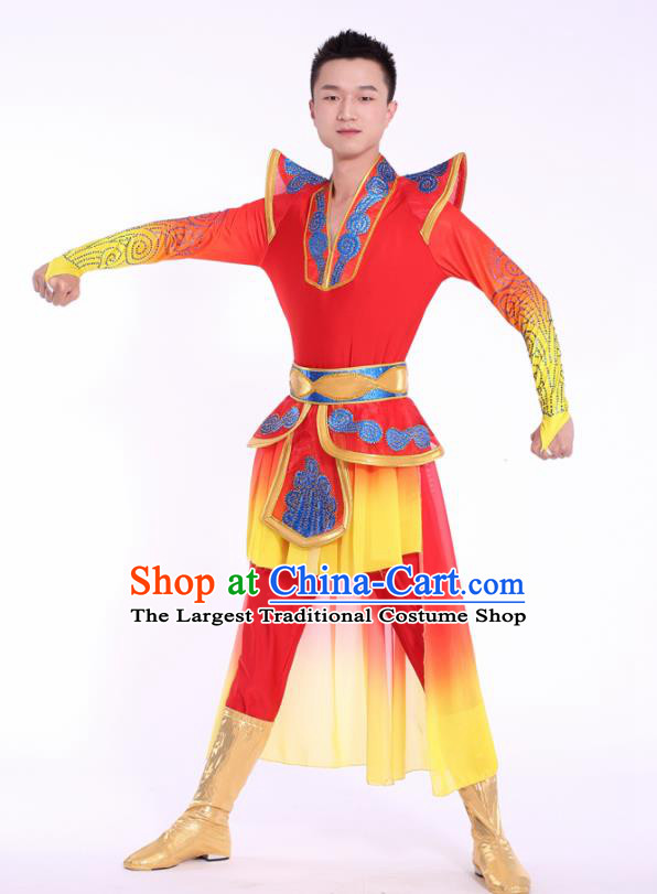 Chinese Traditional Male Drum Dance Clothing China Folk Dance Stage Performance Costume for Men