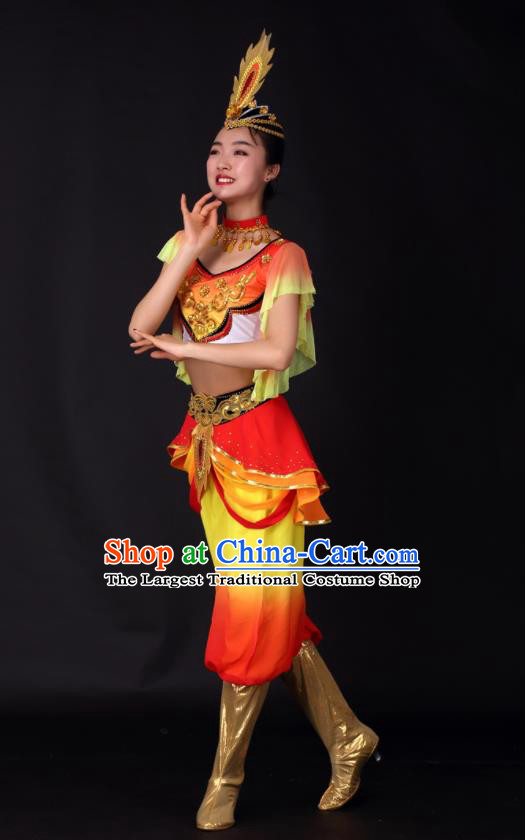 Chinese Traditional Xinjiang Uygur Dance Clothing China Uyghur Nationality Stage Performance Costume for Women