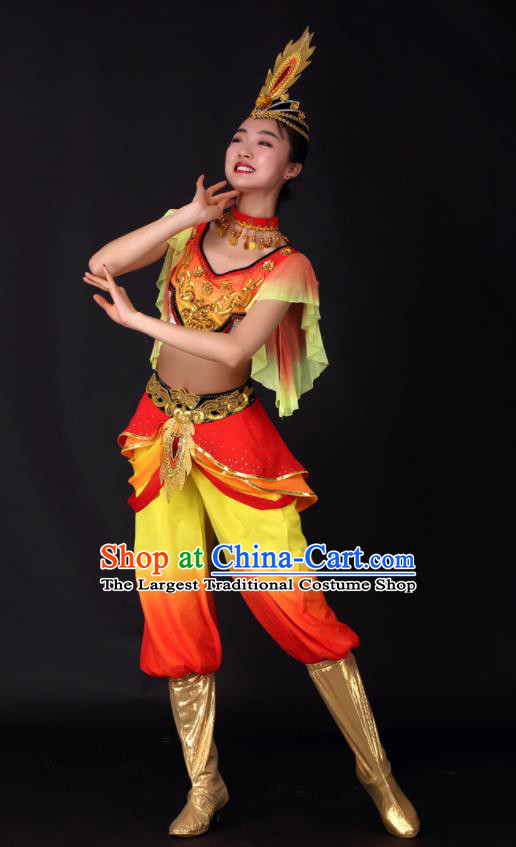 Chinese Traditional Xinjiang Uygur Dance Clothing China Uyghur Nationality Stage Performance Costume for Women