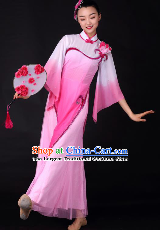 Chinese Classical Dance Umbrella Dance Pink Dress Traditional Stage Performance Costume for Women