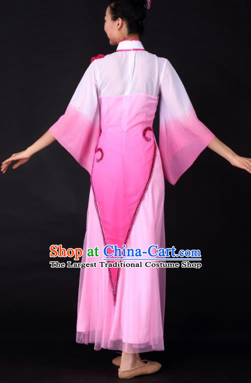 Chinese Classical Dance Umbrella Dance Pink Dress Traditional Stage Performance Costume for Women