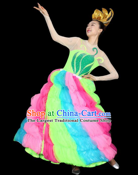Professional Modern Dance Colorful Dress Opening Dance Stage Performance Costume for Women