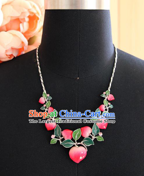 Chinese Traditional Hanfu Flat Peach Necklace Accessories Ancient Goddess Necklet for Women