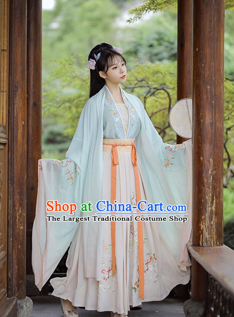 Chinese Traditional Tang Dynasty Royal Princess Historical Costume Ancient Goddess Embroidered Hanfu Dress for Women
