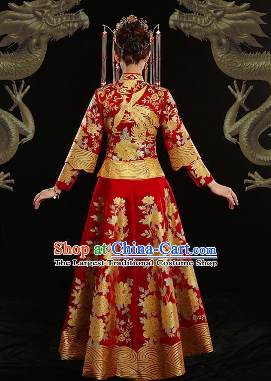 Chinese Ancient Longfeng Flown Wedding Xiuhe Suits Traditional Bride Dress Costume for Women