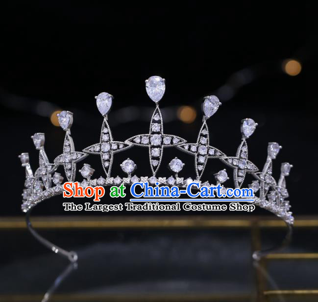 Top Grade Baroque Princess Zircon Royal Crown Wedding Bride Hair Accessories for Women