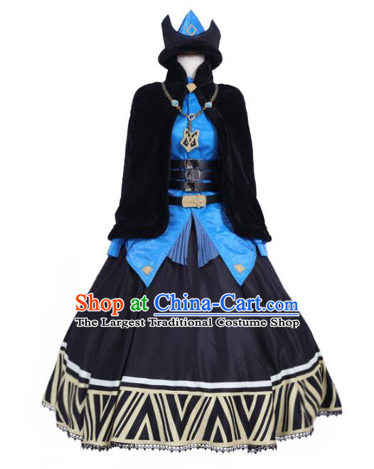 Halloween Cosplay Queen Black Costume Evil Witch Dress for Women