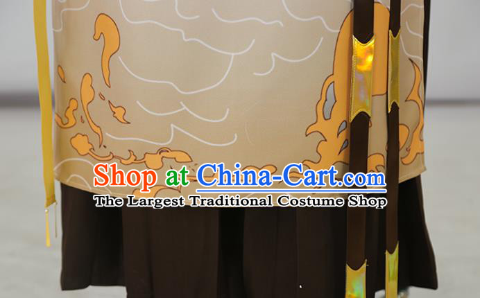 Traditional Chinese Cosplay Royal Highness Yellow Costume Ancient Swordsman Hanfu Clothing for Men