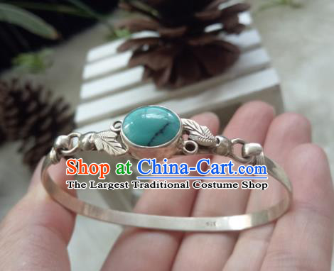 Chinese Zang Nationality  Silver Bracelet Handmade Traditional Tibetan Ethnic Jewelry Accessories for Women