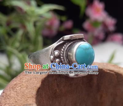 Chinese Zang Nationality Silver Rings Handmade Traditional Tibetan Ethnic Jewelry Accessories for Women