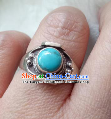 Chinese Zang Nationality Silver Rings Handmade Traditional Tibetan Ethnic Jewelry Accessories for Women