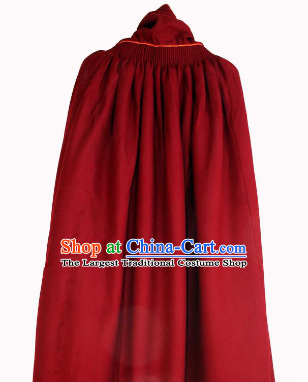 Chinese Tibetan Buddhism Winter Red Cloak Traditional Monk Cape for Men