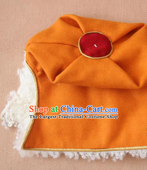 Handmade Chinese Tibetan Buddhism Yellow Woolen Hat Traditional Zang Nationality Monk Hat for Men