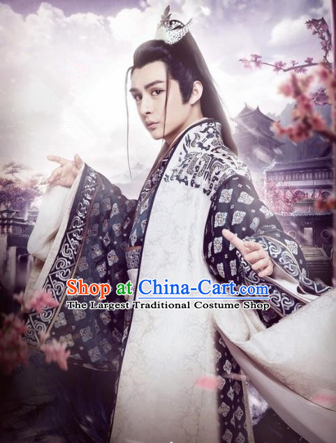 Historical Drama Love is More Than A Word Chinese Ancient Swordsman Duanmu Huichun Costume and Headpiece for Men