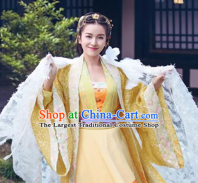 Drama Devastating Beauty Ancient Noble Lady Jing Nanyi Feather Costume and Headpiece for Women