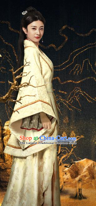 Chinese Ancient Princess Hanfu Dress Drama Devastating Beauty Huangpu Gaoying Costume and Headpiece for Women