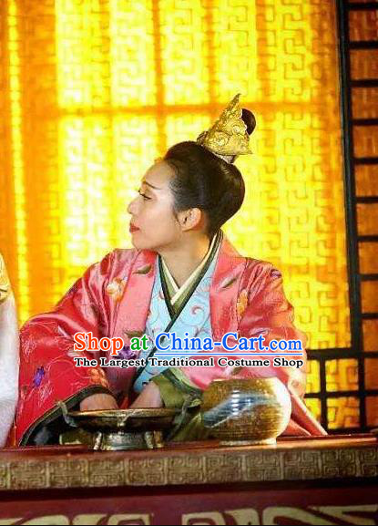 Drama The Ugly Queen Chinese Ancient Empress Zhong Wuyan Historical Costume Spring and Autumn Period Dress and Headpiece for Women