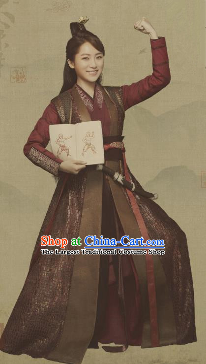 Historical Drama Qing Yu Nian Chinese Ancient Female Swordsman Ye Ling Er Joy of Life Costume and Headpiece Complete Set