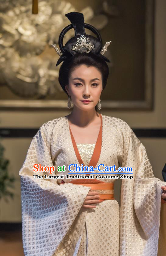 Chinese Ancient Dowager Consort Hanfu Dress Drama Legend of Yun Xi Costume and Headpiece for Women