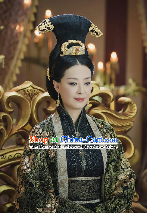 Chinese Ancient Empress Dowager Hanfu Dress Drama Legend of Yun Xi Costume and Headpiece for Women