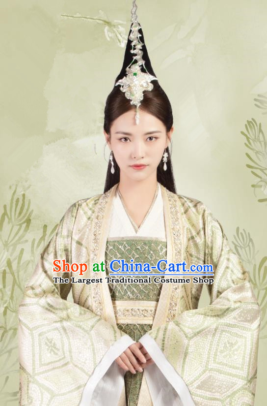 Chinese Ancient Royal Rani Chu Qingge Hanfu Dress Drama Legend of Yun Xi Costume and Headpiece for Women